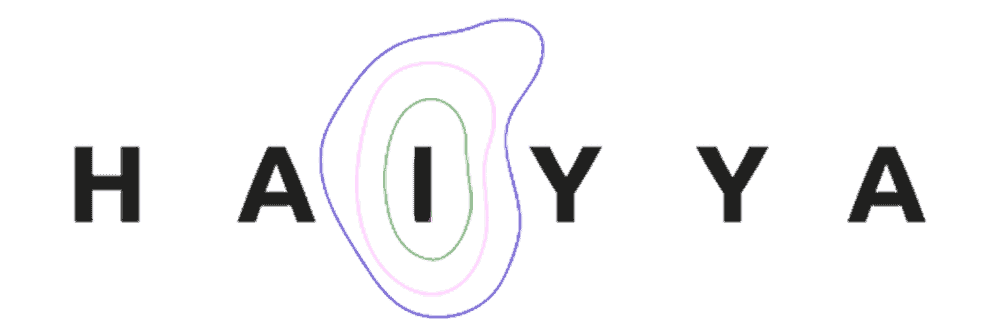 Haiyya logo written in capital letters with multiple lines in different colours around the character I